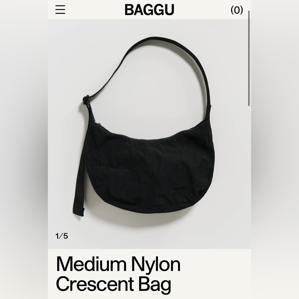 BAGGU Medium Nylon Crescent Bag Black